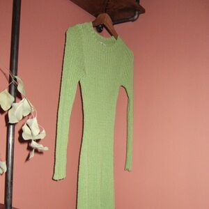 MNG 100% COTTON knit maxi dress in lime